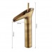 Dovewill Home Waterfall Bathroom Sink Vessel Faucets Deck Mounted Spout Black/Brass Basin Mixer Taps - Brass - B07843D6NG